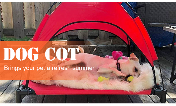 Elevated Cooling Adjustable Chew Proof Pet Dog Bed Cot with Canopy Outdoor Removable Dog Bed Foldable Dog Tent